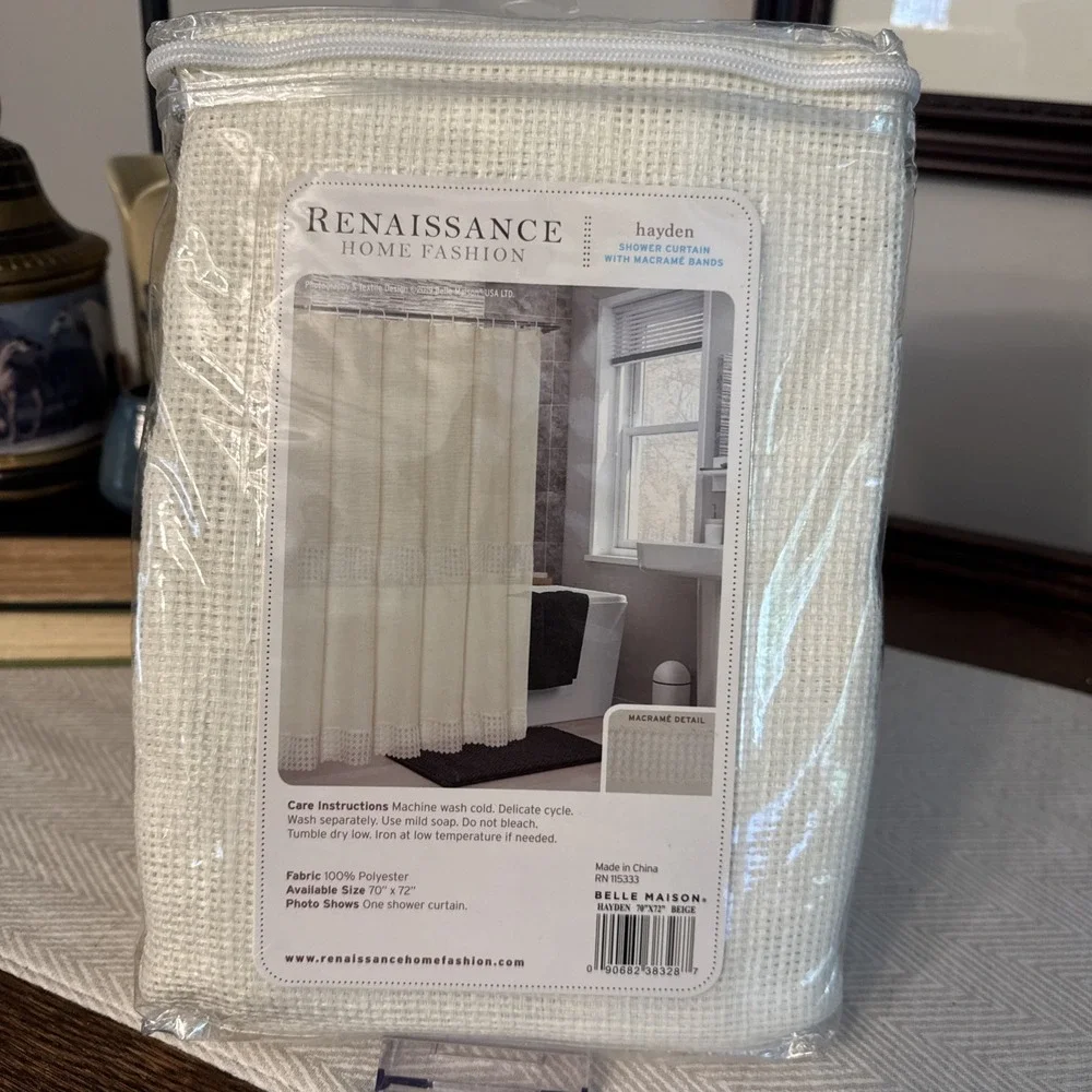 Renaissance‎ Home Fashion Hayden Shower Curtain Macrame Bands 70